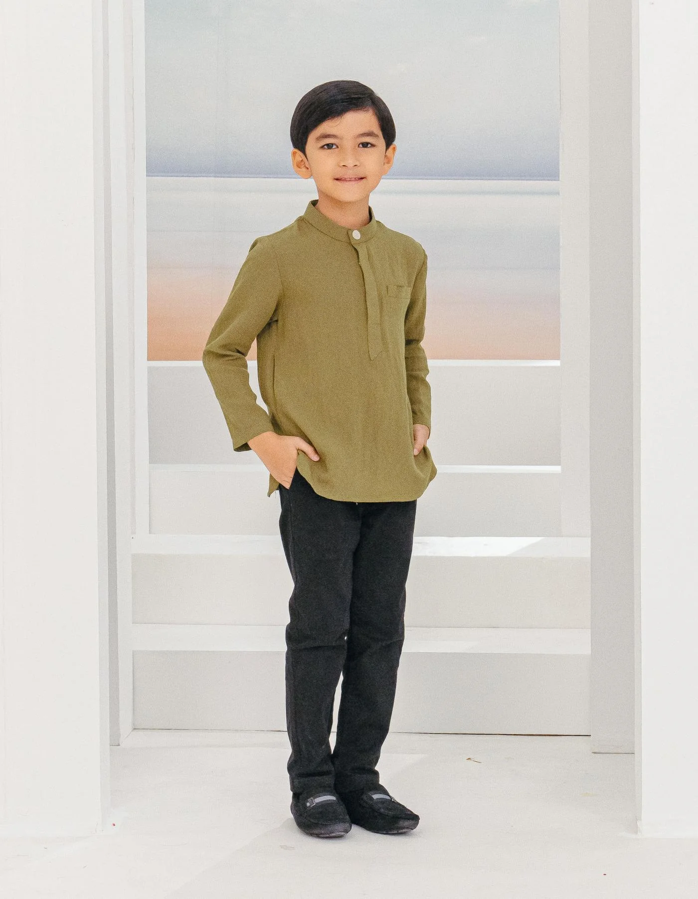 ADAM KURTA FOR KIDS (MOSS GREEN) - Image 3