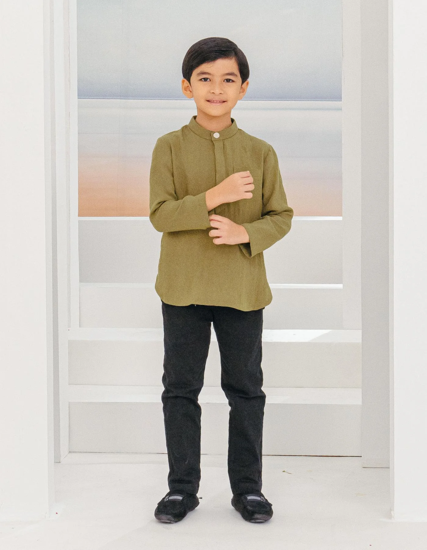 ADAM KURTA FOR KIDS (MOSS GREEN) - Image 4