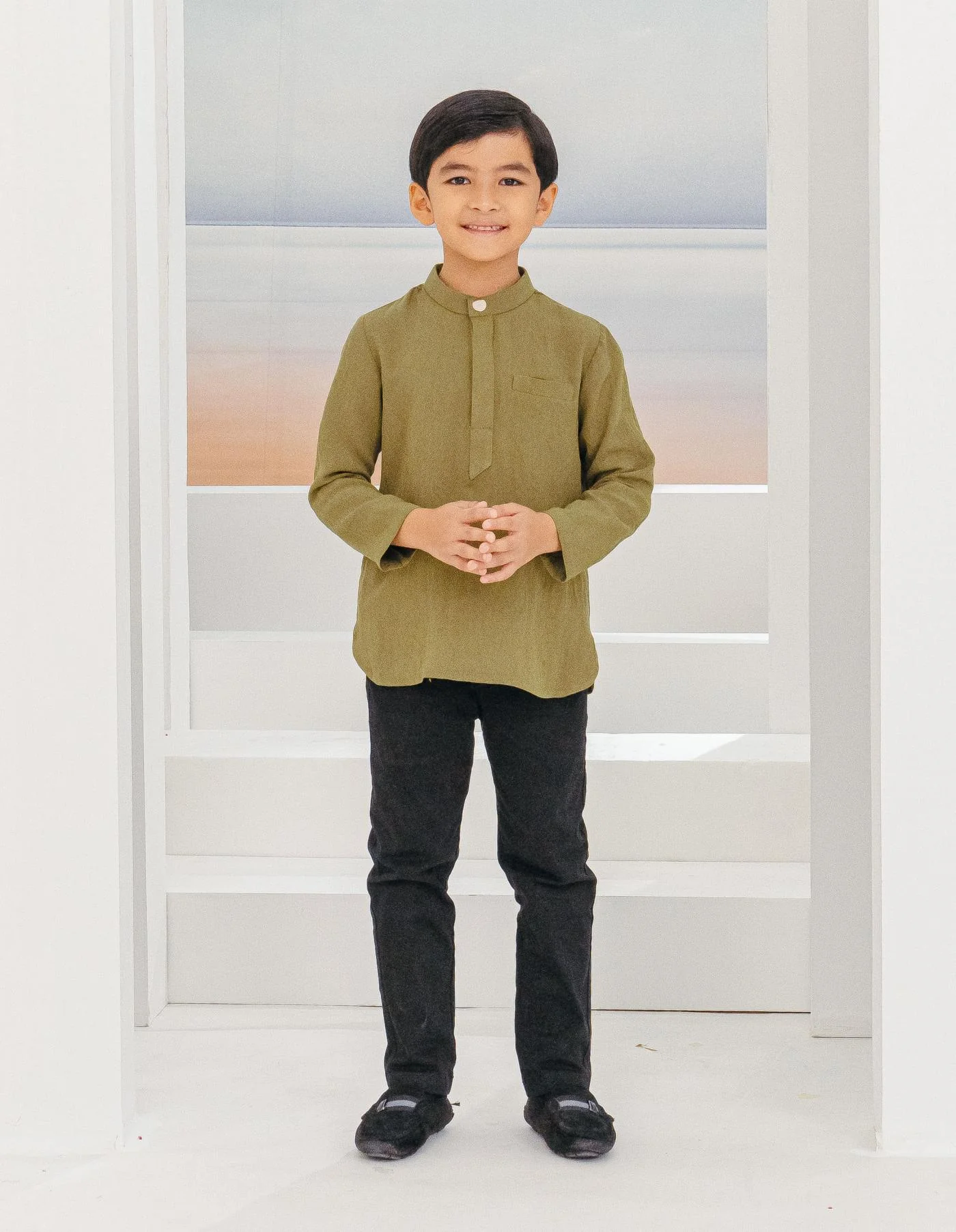ADAM KURTA FOR KIDS (MOSS GREEN) - Image 5