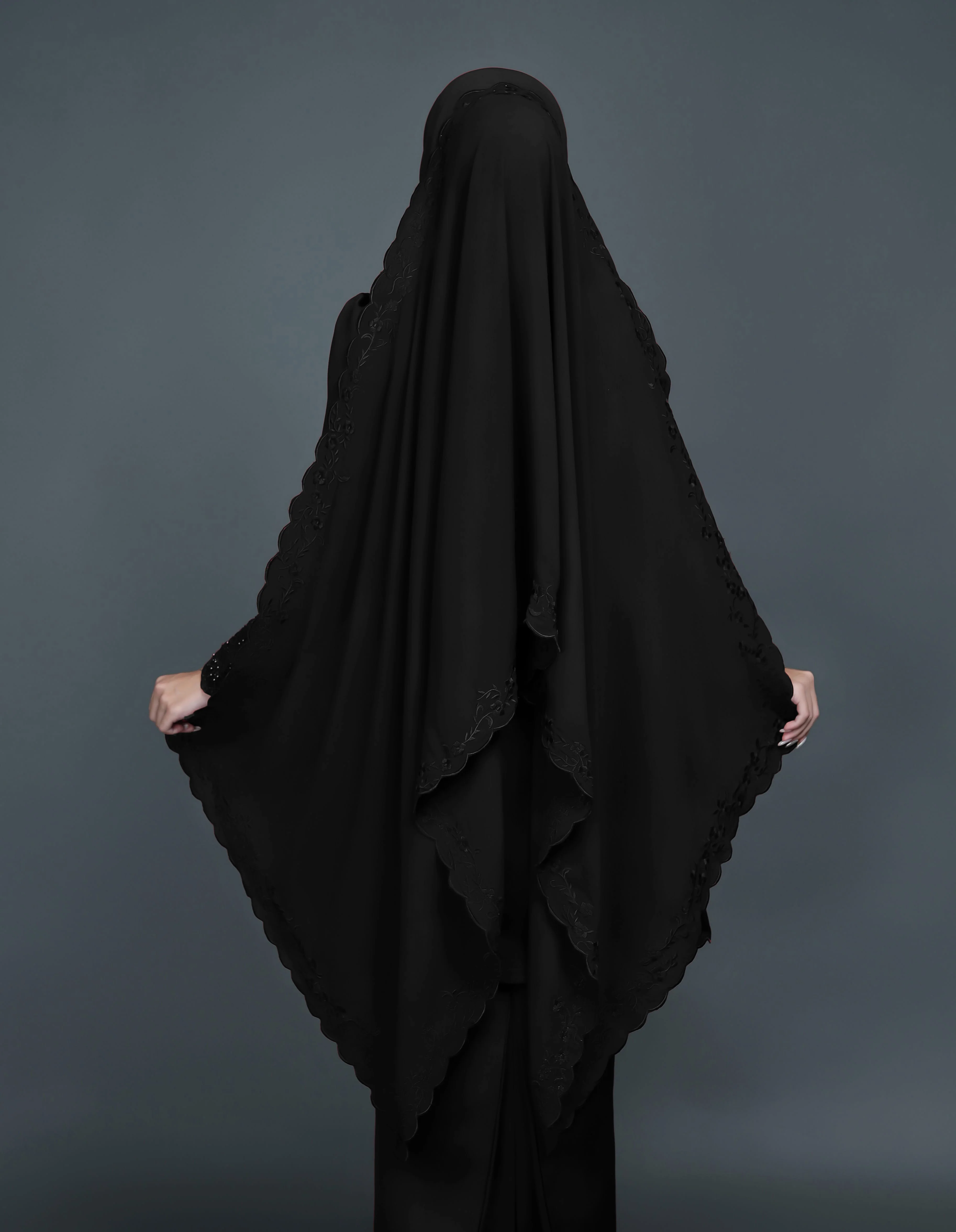 CHIFFON EMBROIDERY VEIL CODE A15 (BLACK) - Image 3