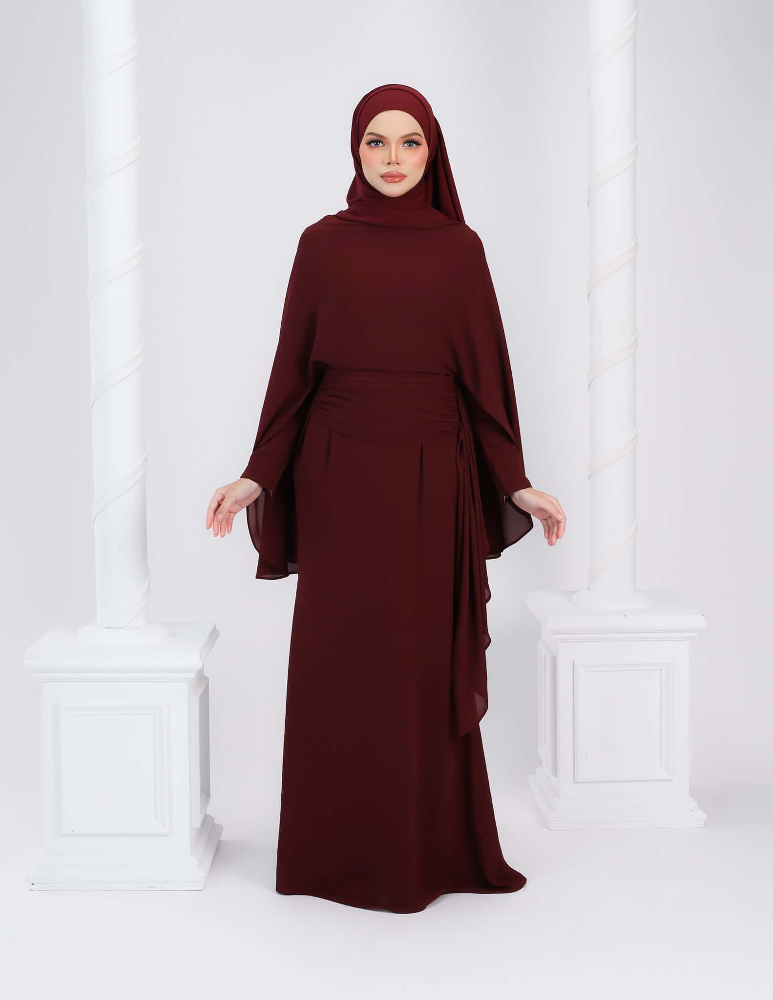 HYRA DRESS (BURGUNDY) - Image 3