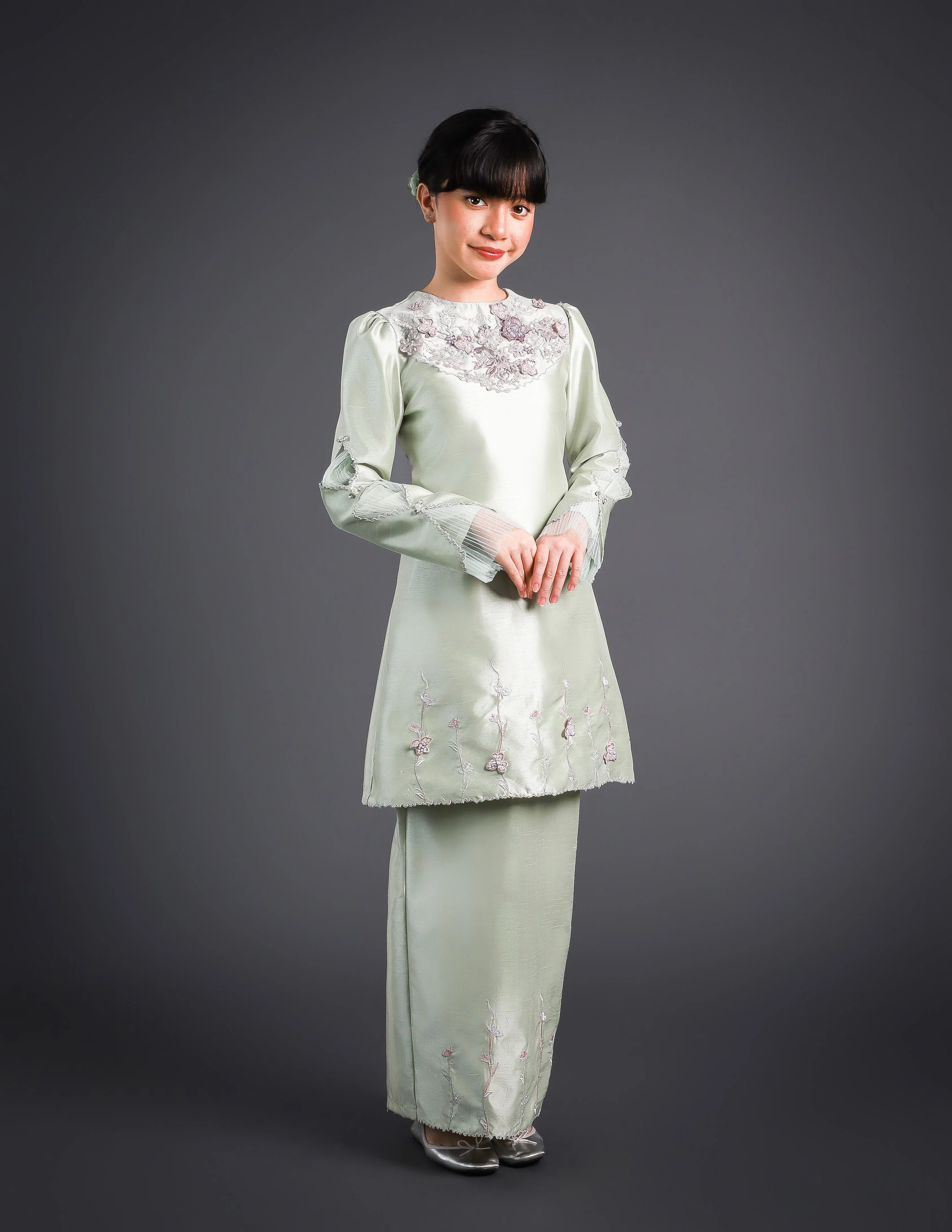 IRDINA KURUNG KIDS (GREEN TEA) - Image 4