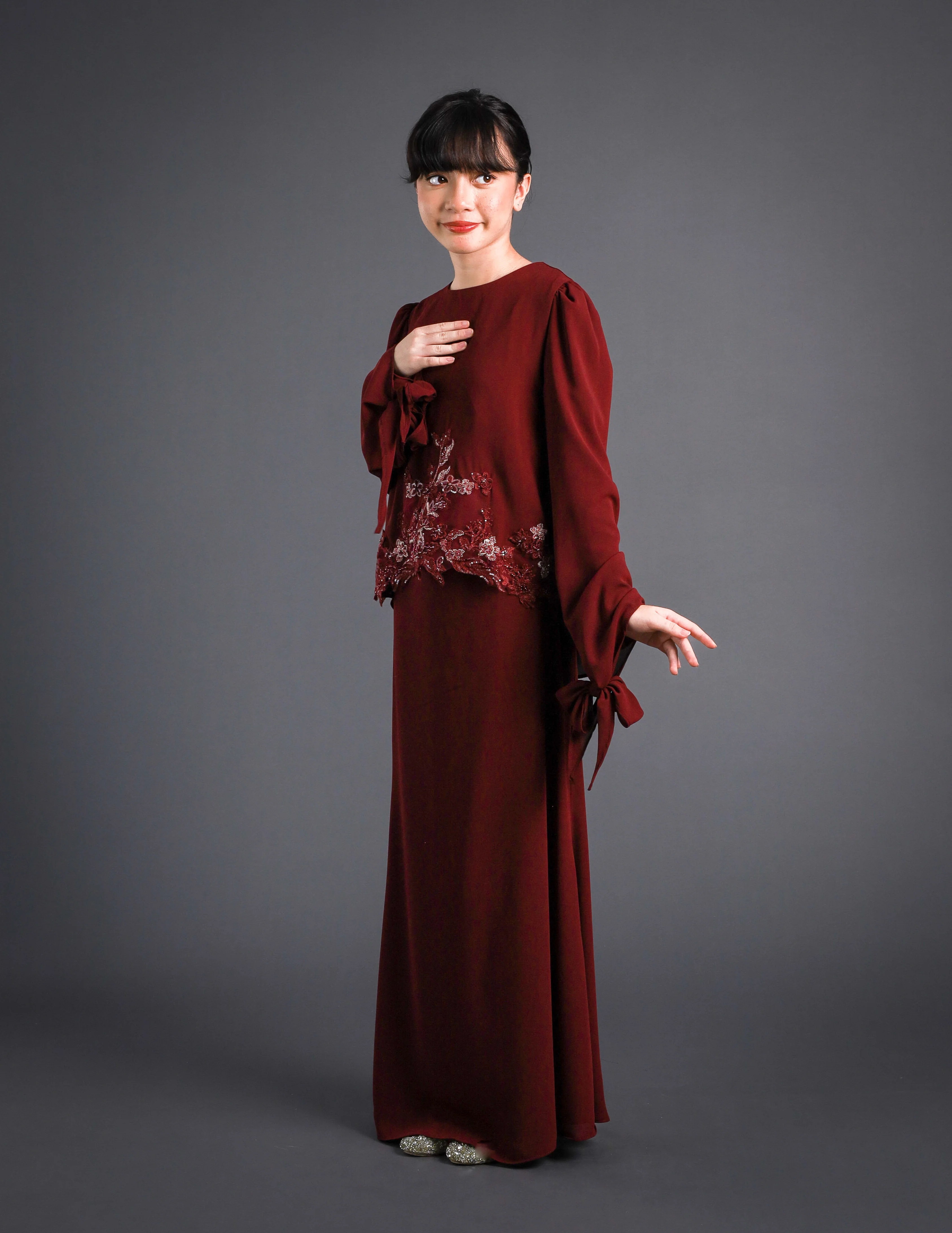 NERISSA KURUNG KIDS (BURGUNDY) - Image 3