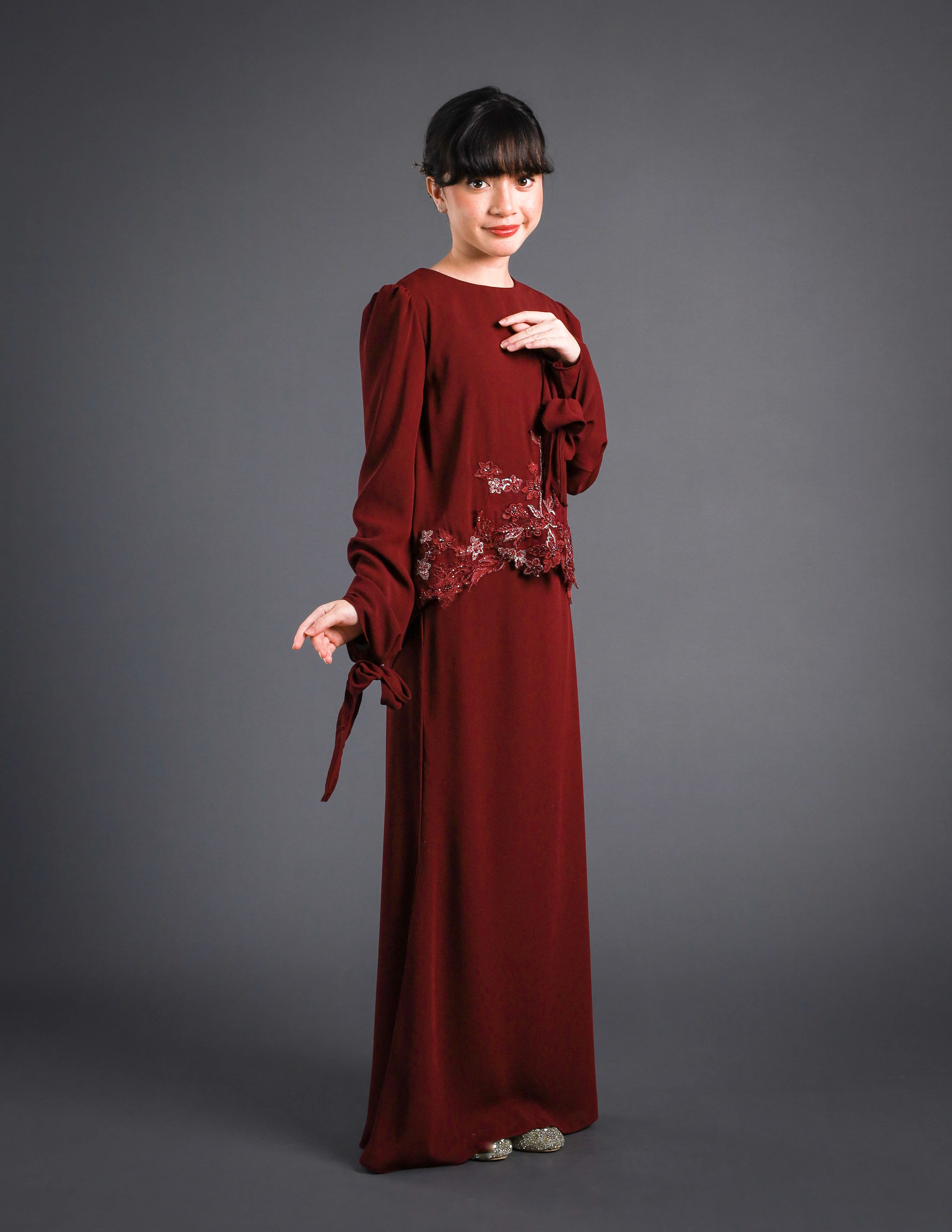 NERISSA KURUNG KIDS (BURGUNDY) - Image 4