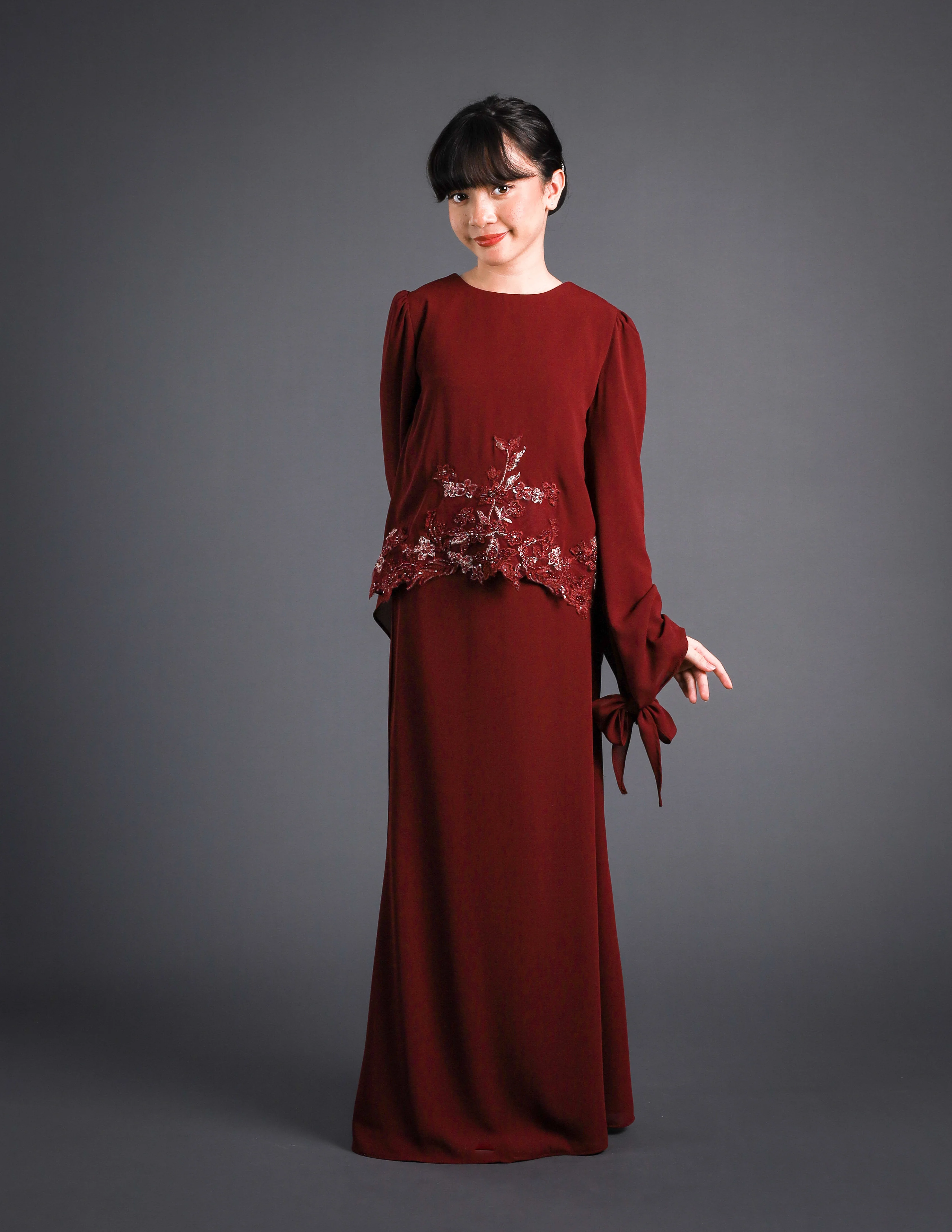 NERISSA KURUNG KIDS (BURGUNDY) - Image 5