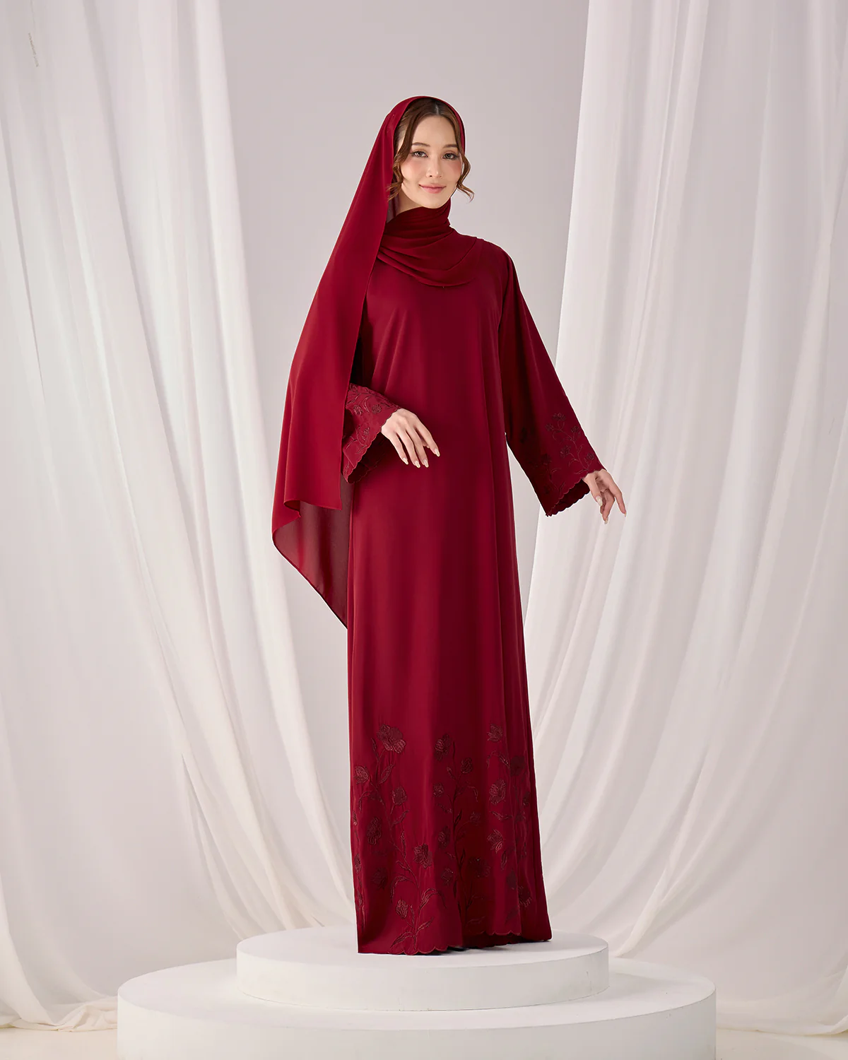 QAFIYA ABAYA (BURGUNDY) - Image 3