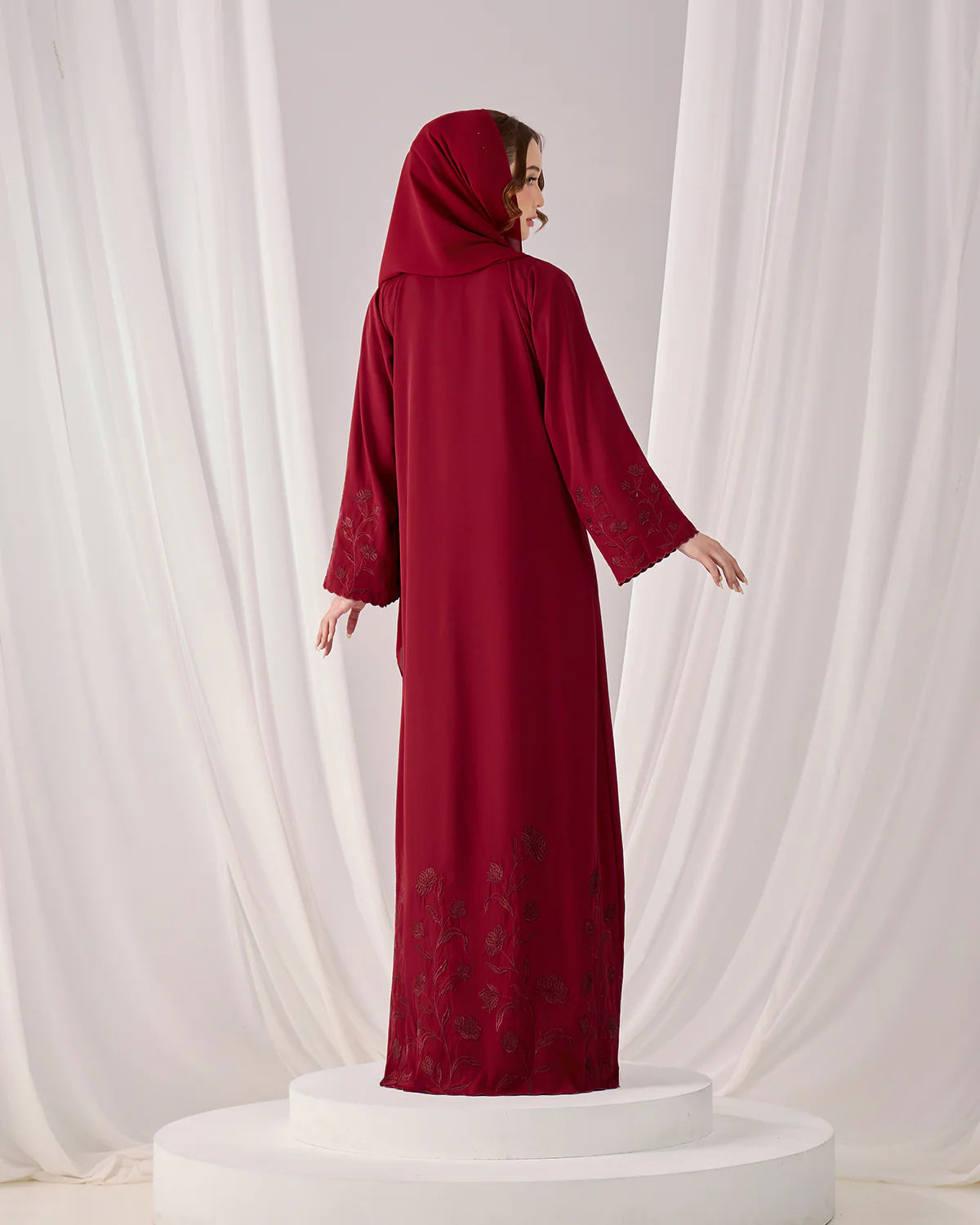 QAFIYA ABAYA (BURGUNDY) - Image 4